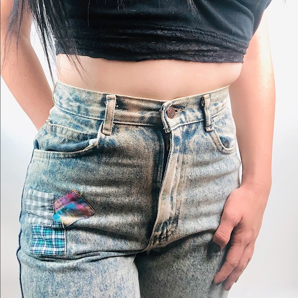 VTG 1980s Cap Ferrat Acid Wash Patchwork Denim - Picture 2 of 8